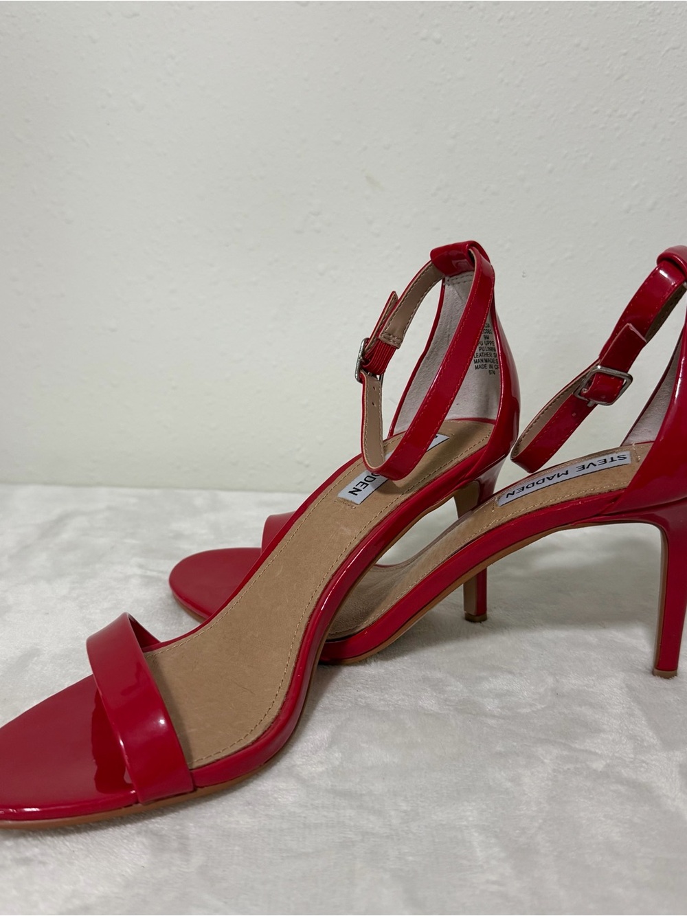 Steve Madden Red Patent Open-Toe Ankle-Strap Heels